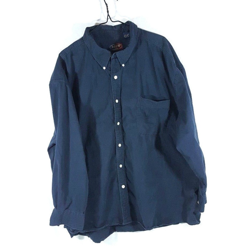 Repp Mens Sleeve Button Down Dress Shirt Size 4XB